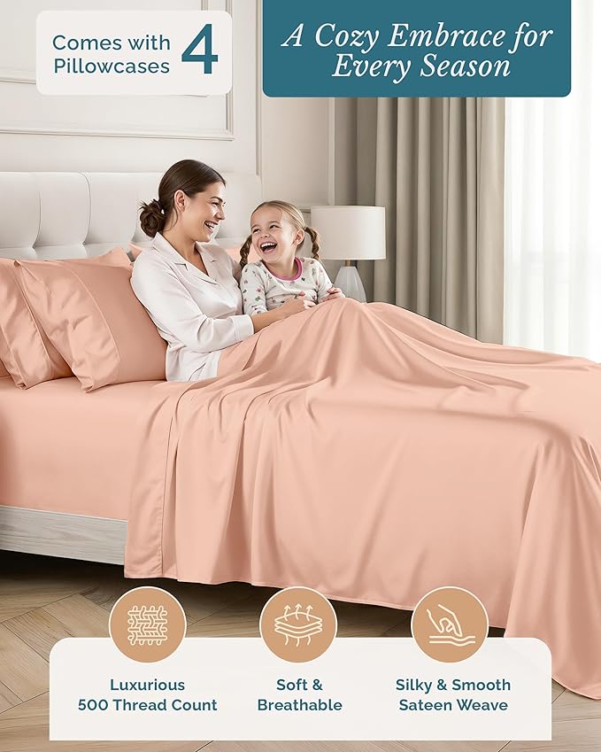 100% Cotton Bed Sheet Set - Split King - 7 Piece
