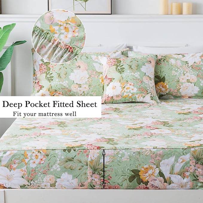 100% Cotton Bed Sheet Set - California King - 4 Piece