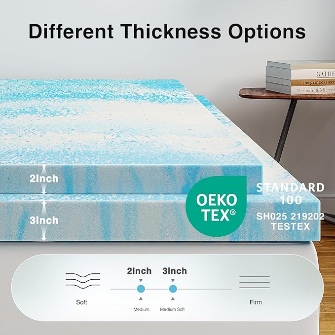 Memory Foam Cooling Mattress Topper - Twin