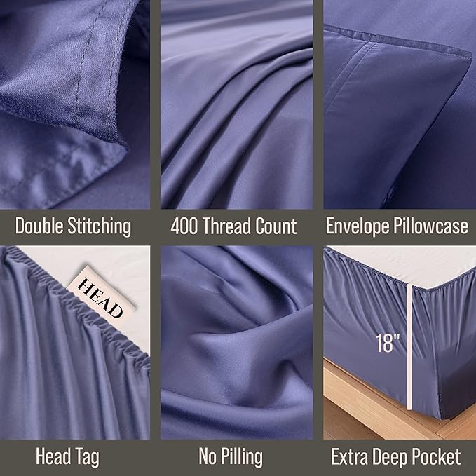 Bamboo Cooling Bed Sheet Set - Twin XL - 18 in Deep Pocket