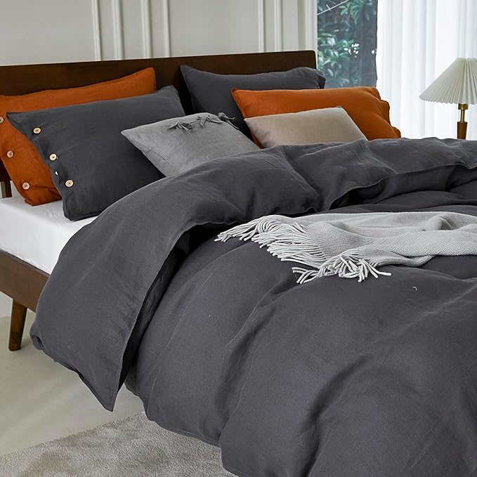 Linen Duvet Cover Set - Queen - 3 Piece