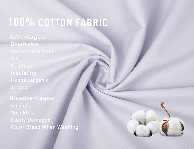 100% Cotton Pillowcase Set - King - 20 x 40 in - 2 Piece