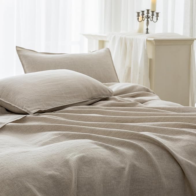 Linen Bed Sheet Set - King - 4 Piece