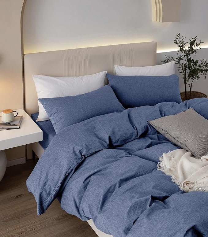Linen Duvet Cover Set - King - 104 x 98 in - 3 Piece