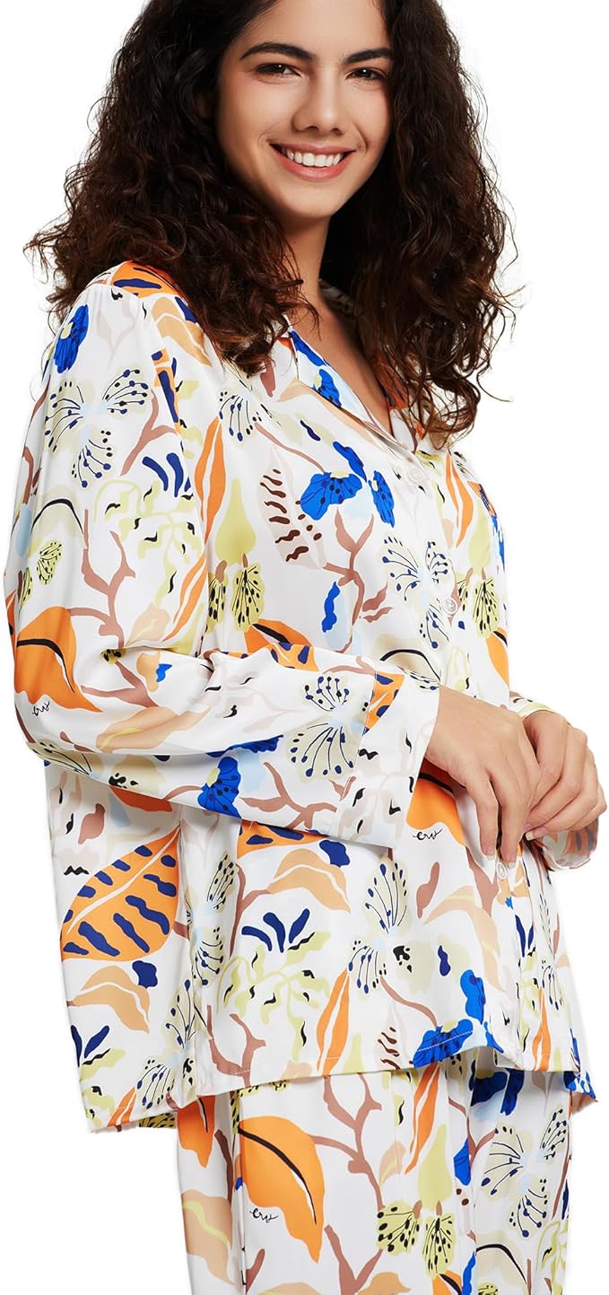 Satin Pajama Set - Long Sleeve - 2 Piece