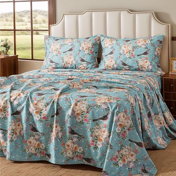 100% Cotton Bed Sheet Set - Full - 4 Piece