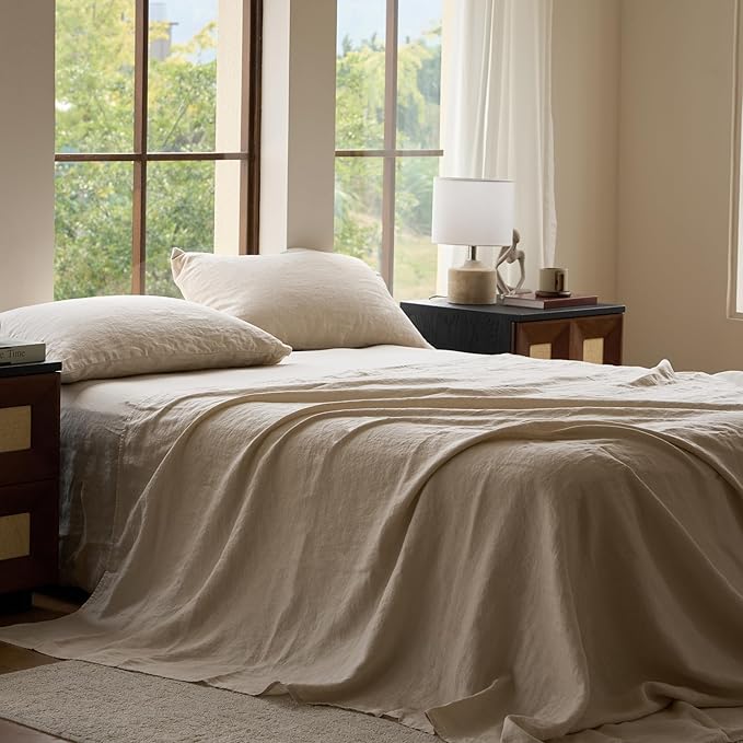 Linen Cooling Bed Sheet Set - King - 4 Piece