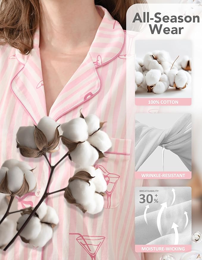 Women's 100% Cotton Pajama Set - 2 Piece