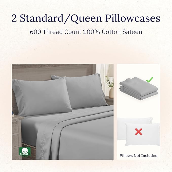 100% Cotton Pillowcase Set - Queen - 2 Piece