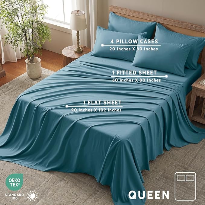 Cooling Bed Sheet Set - Queen - 16 in Deep Pocket - 6 Piece