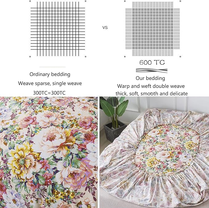 100% Cotton Bed Sheet Set - Full - 4 Piece