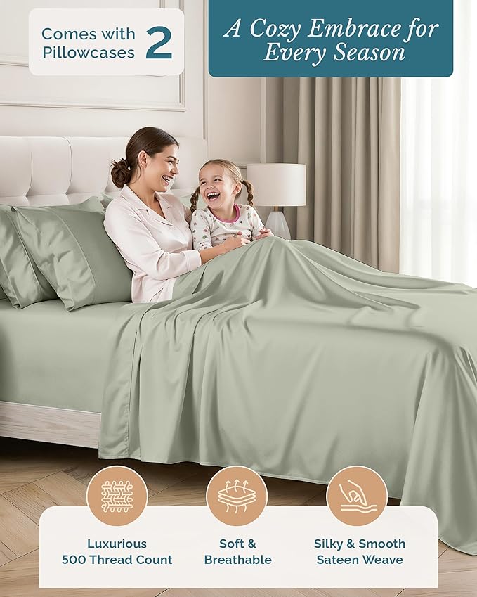 100% Cotton Bed Sheet Set - Twin XL - 15 in Deep Pocket - 4 Piece