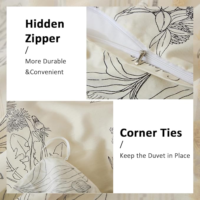 100% Cotton Duvet Cover Set - Queen - 3 Piece