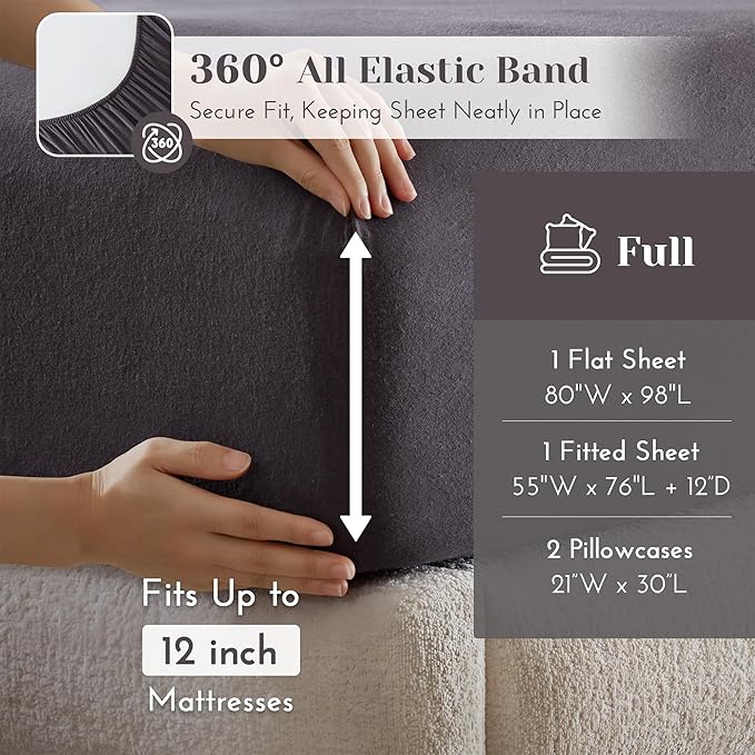 Flannel Bed Sheet Set - Full - 4 Piece