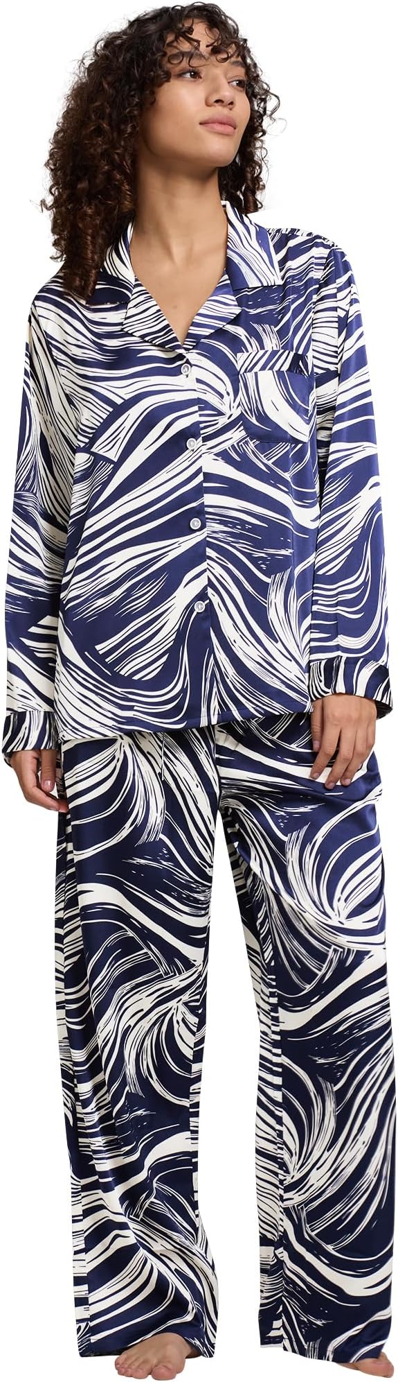 Satin Pajama Set - Long Sleeve - 2 Piece