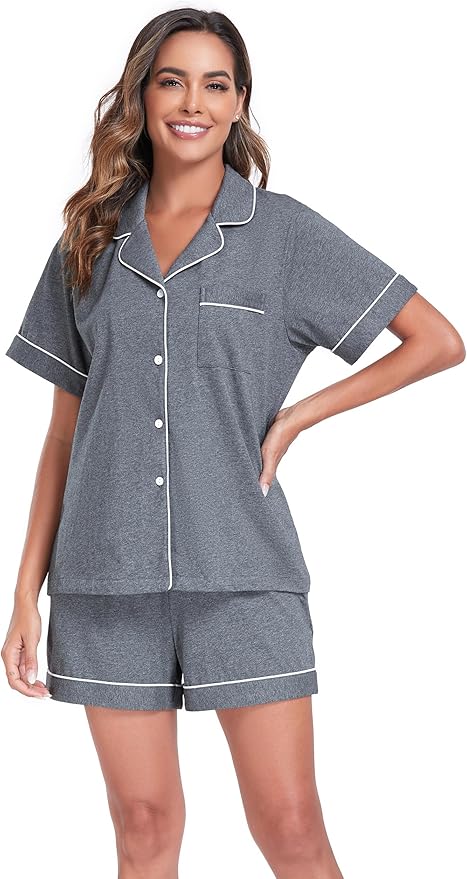 100% Cotton Pajama Set - Short Sleeve - 2 Piece