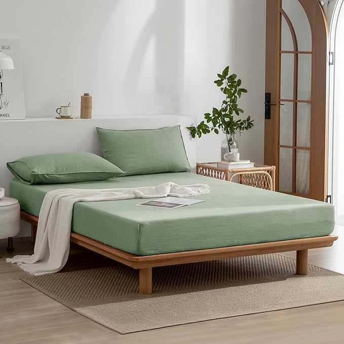 Linen Bed Sheet Set - Queen - 4 Piece
