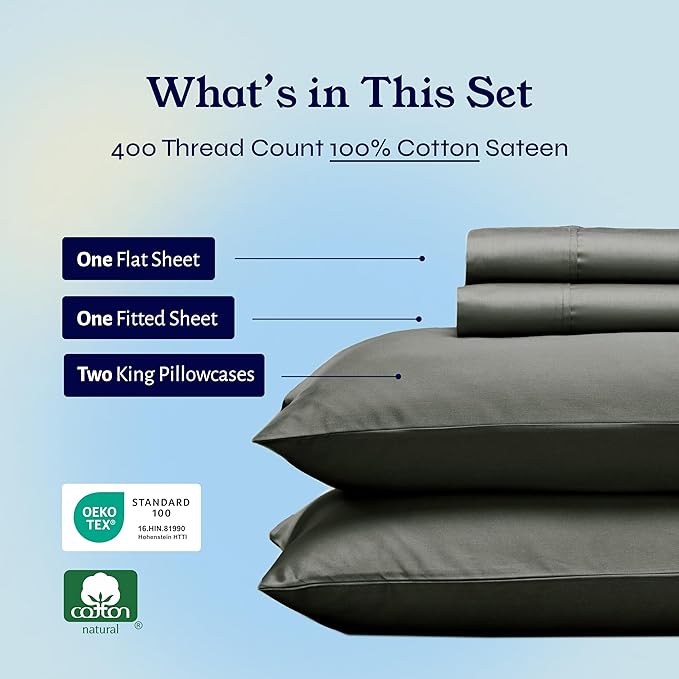 100% Cotton Bed Sheet Set - King - 4 Piece