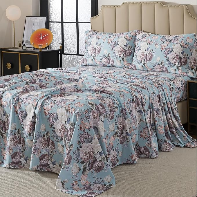 100% Cotton Bed Sheet Set - Queen - 4 Piece