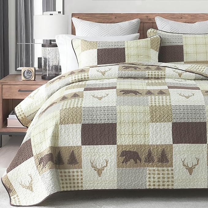100% Cotton Quilt Set - King - 3 Piece