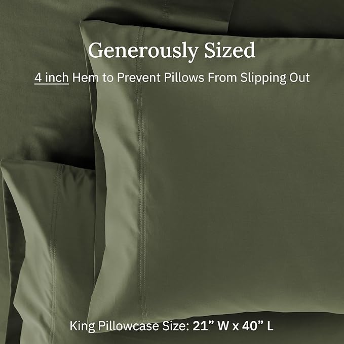 100% Cotton Pillowcase Set - King - 2 Piece