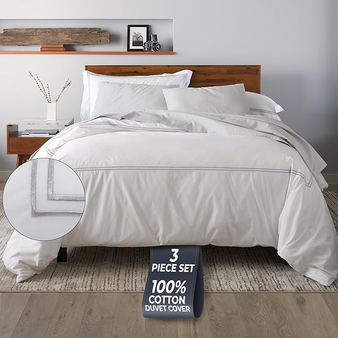 100% Cotton Duvet Cover Set - Queen - 90 x 90 in - 3 Piece