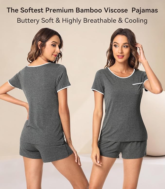 Women's Bamboo Cooling Pajama Set - Short Sleeve - 2 Piece