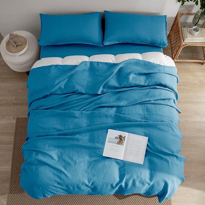 Linen Bed Sheet Set - King - 4 Piece