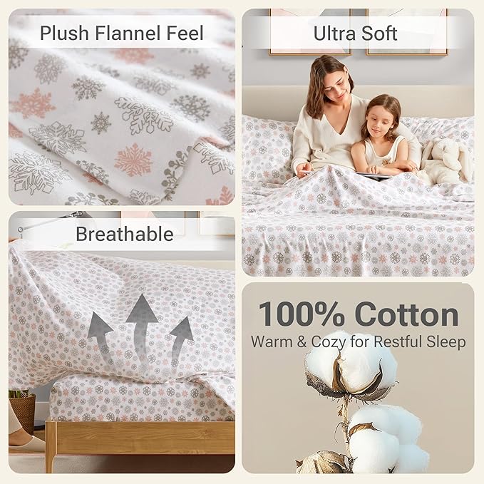 100% Cotton Bed Sheet Set - Full - 4 Piece