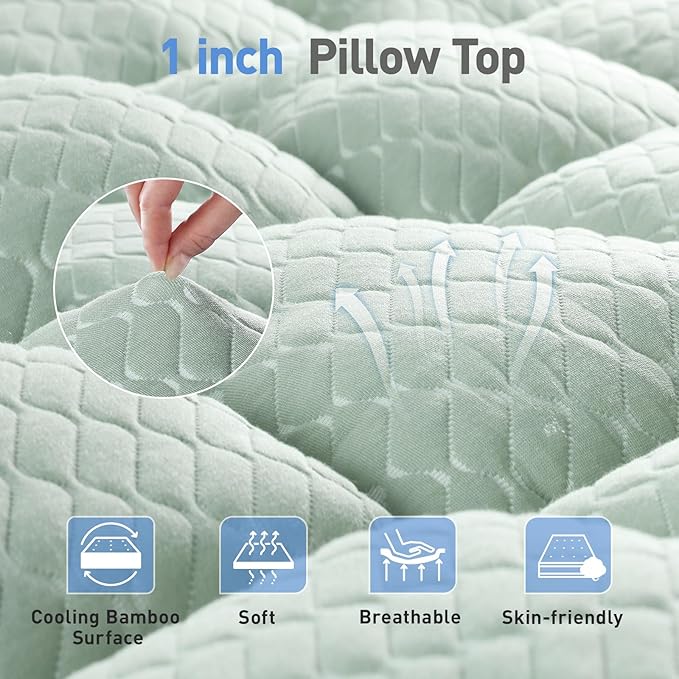 Memory Foam Cooling Mattress Topper - Queen - 21 in Deep Pocket