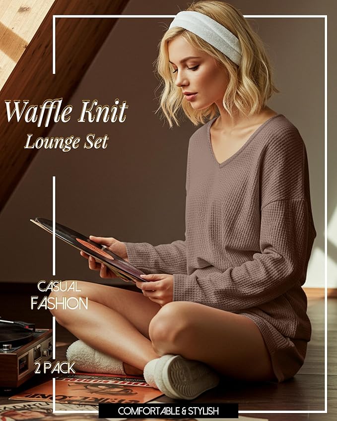 Women's Shorts Pajama Set - Long Sleeve - 2 Pack - 2 Piece