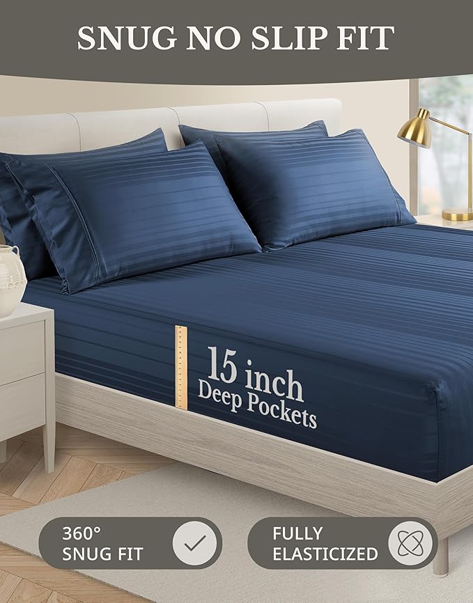 100% Cotton Bed Sheet Set - Queen - 6 Piece