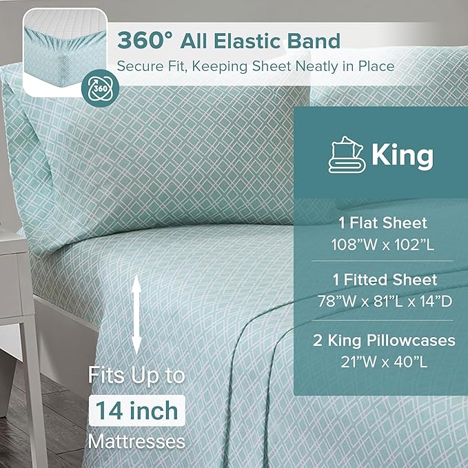 Flannel Bed Sheet Set - King - 4 Piece