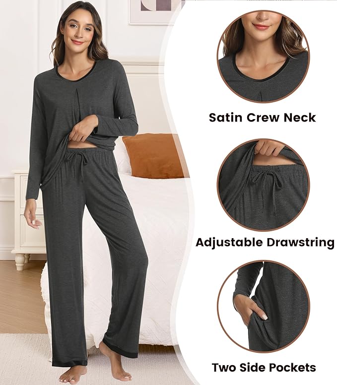 Women's Bamboo Pants Pajama Set - Long Sleeve - 2 Piece