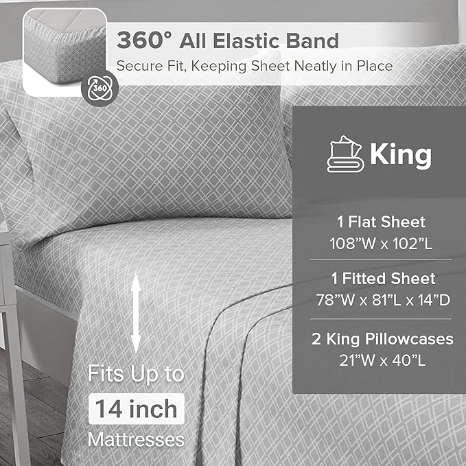 Flannel Bed Sheet Set - King - 4 Piece