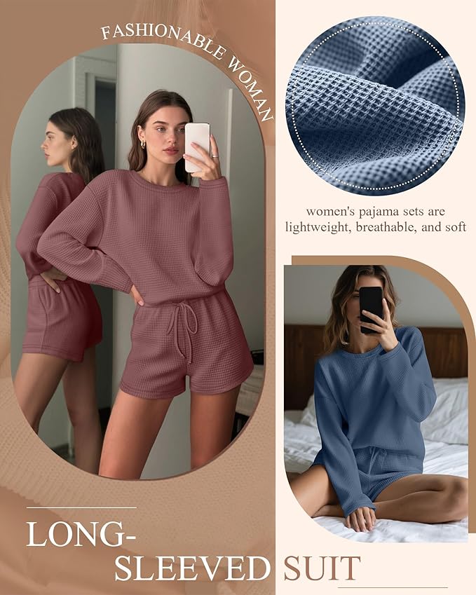 Women's Shorts Pajama Set - Long Sleeve - 2 Pack - 2 Piece