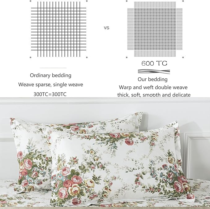 100% Cotton Bed Sheet Set - Twin XL - 4 Piece