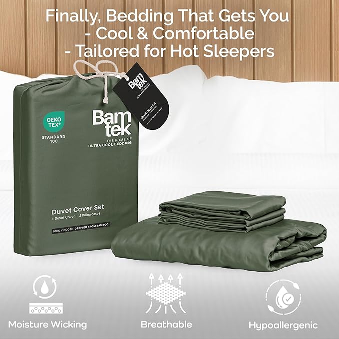 Bamboo Cooling Duvet Cover Set - Queen - 3 Piece