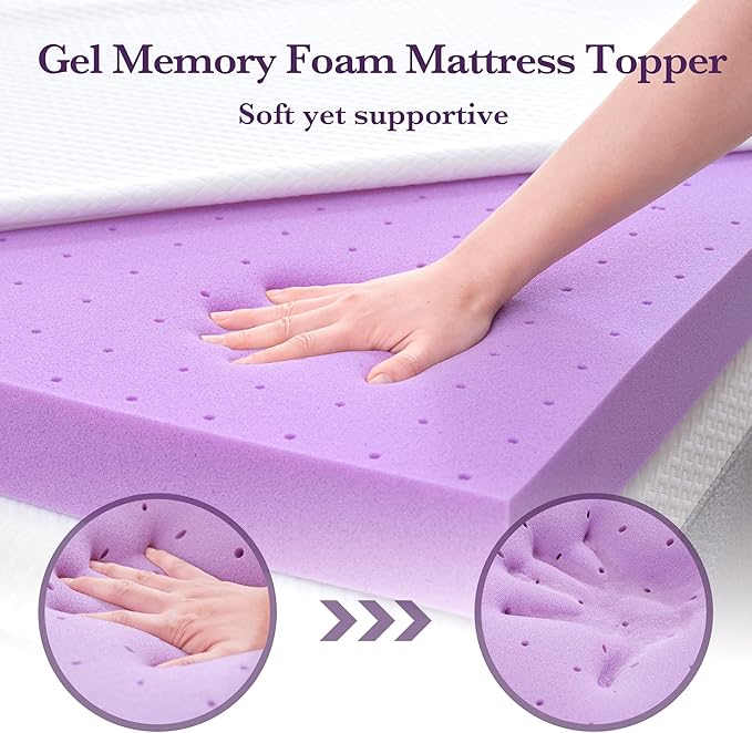 Memory Foam Cooling Mattress Topper - Queen