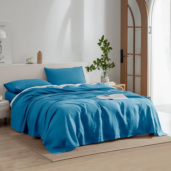 Linen Bed Sheet Set - King - 4 Piece