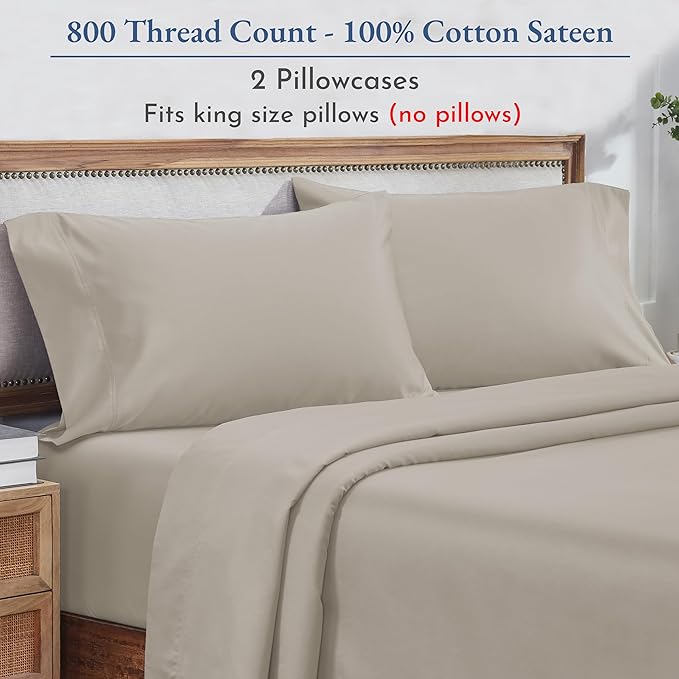 100% Cotton Pillowcase Set - King - 2 Piece