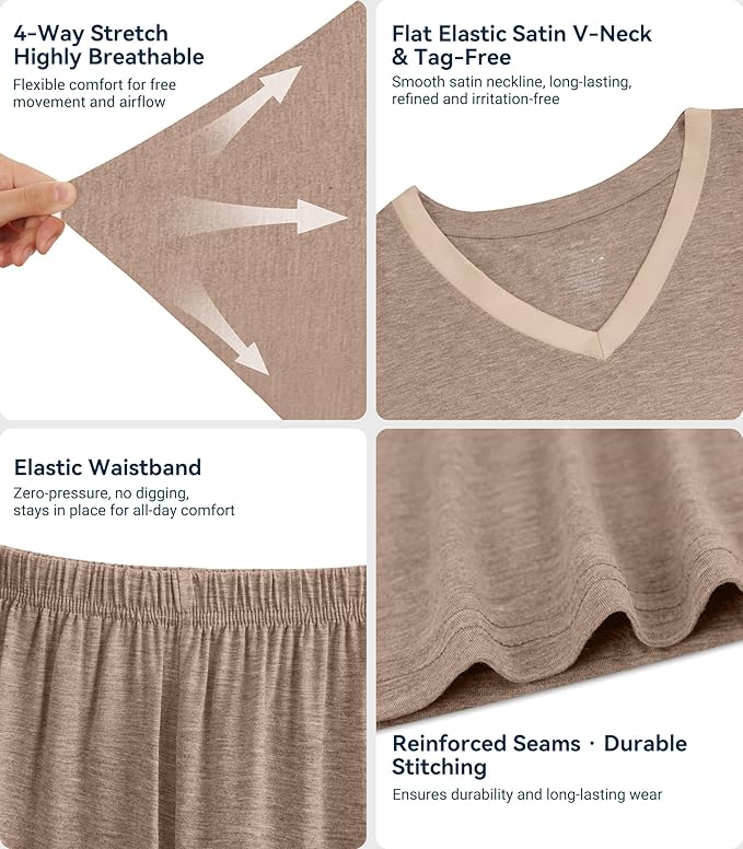 Women's Bamboo Cooling Pajama Set - Short Sleeve - 2 Piece