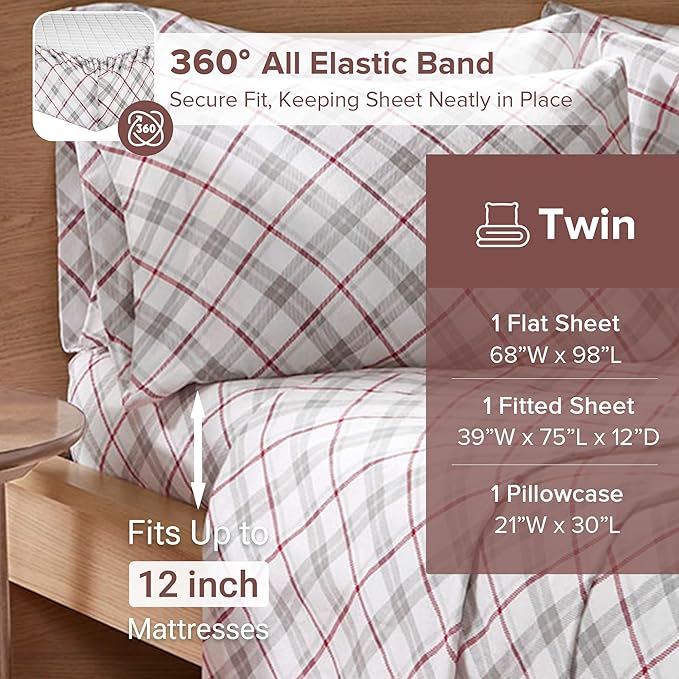 Flannel Bed Sheet Set - Twin - 3 Piece