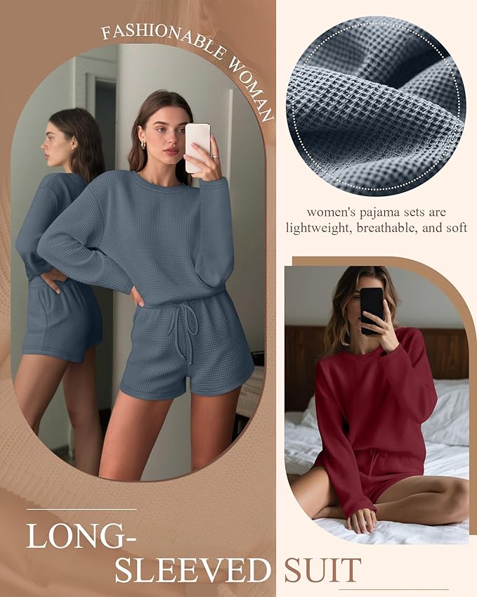 Women's Shorts Pajama Set - Long Sleeve - 2 Pack - 2 Piece