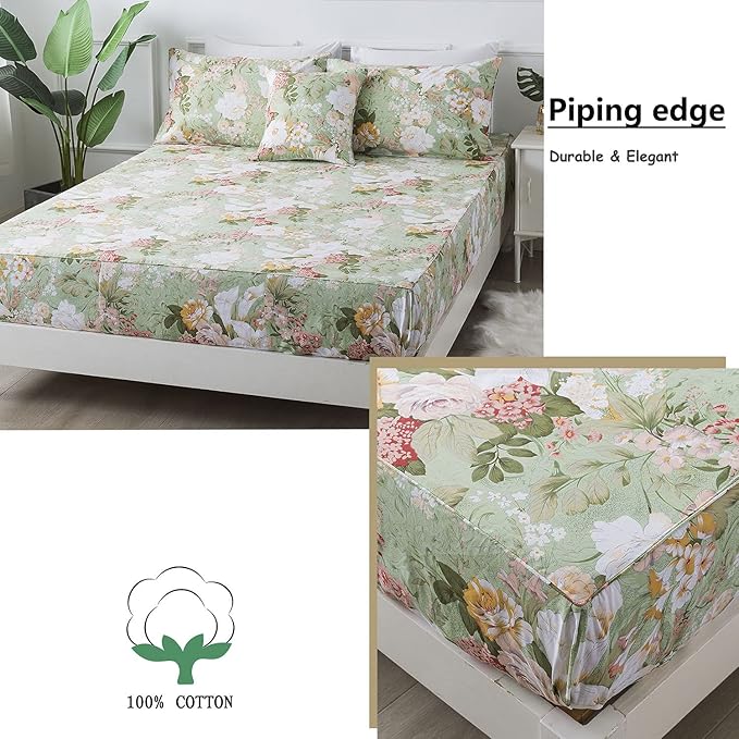 100% Cotton Bed Sheet Set - Full - 4 Piece