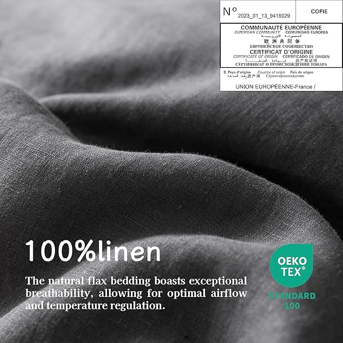 Linen Duvet Cover Set - King - 104 x 90 in - 3 Piece