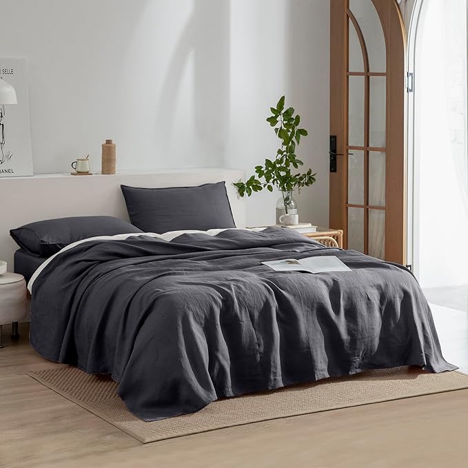 Linen Bed Sheet Set - Queen - 4 Piece