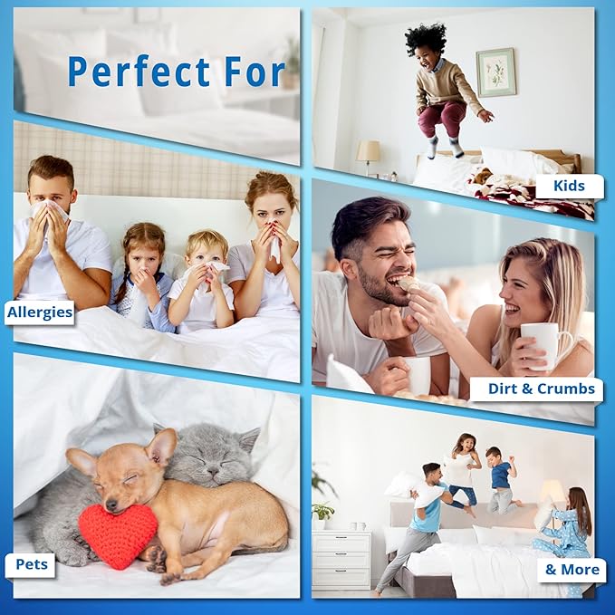 100% Cotton Hypoallergenic Pillow Protector - Queen - 3 Pack