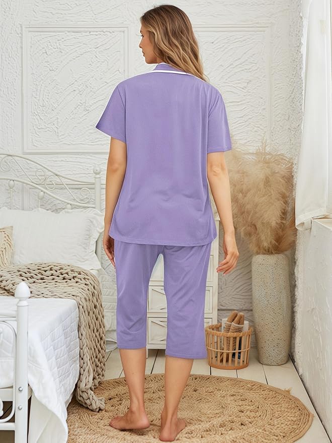 Capri Pajama Set - Short Sleeve - 2 Piece