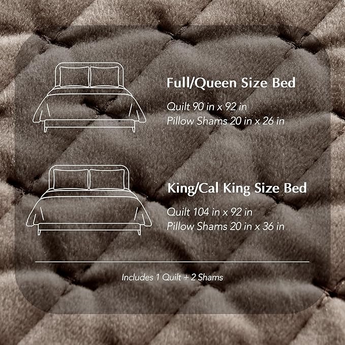 Velvet Quilt Set - King - 3 Piece
